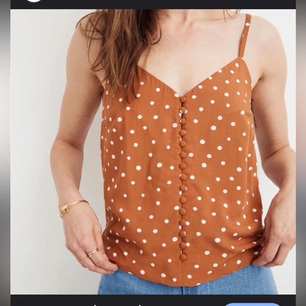 Madewell Brown Polka Dot Camisole - Button Front Feminine - 8